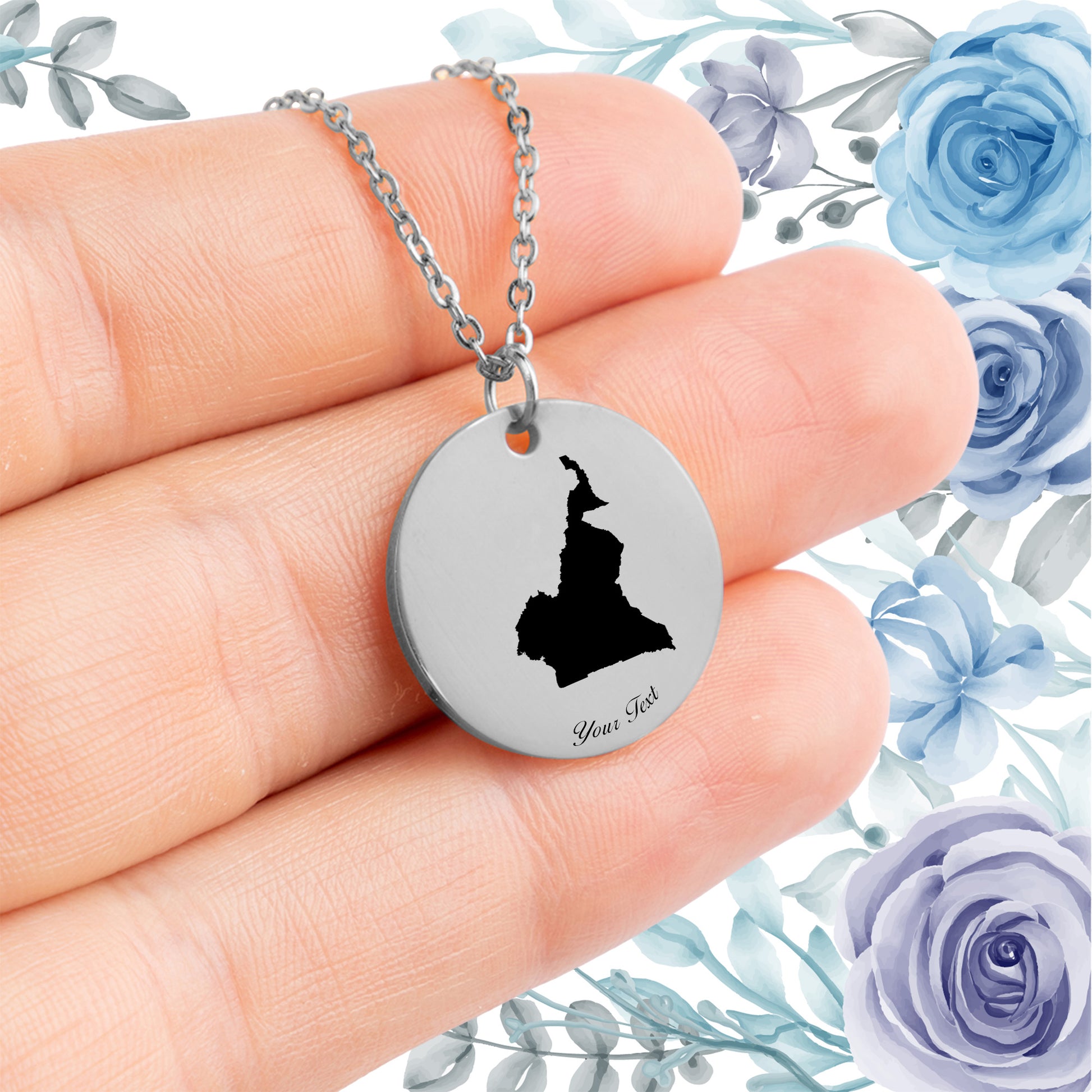 Cameroon Country Map Necklace - Personalizable Jewelry