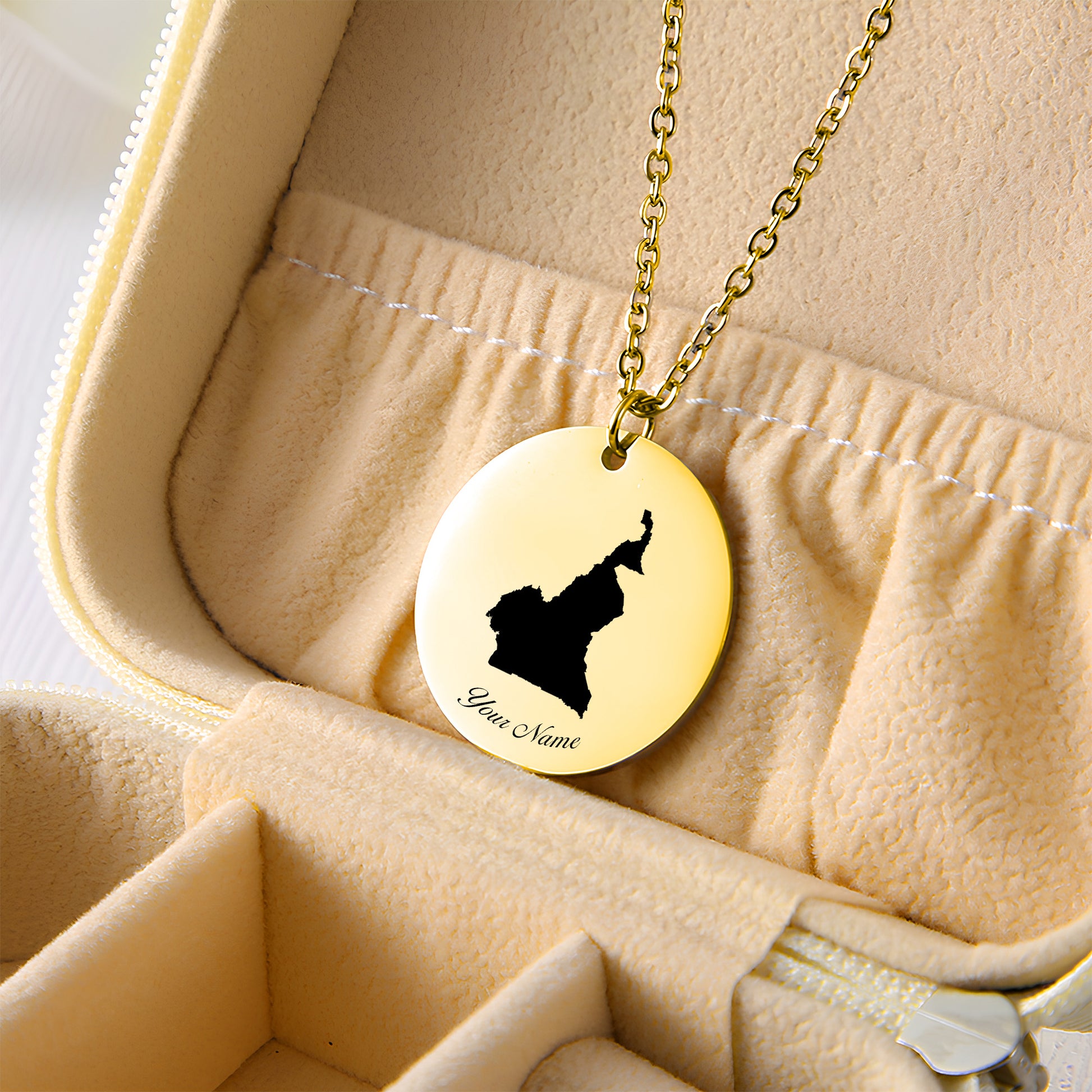 Cameroon Country Map Necklace - Personalizable Jewelry