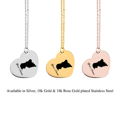 Central African Republic Country Map Necklace - Personalizable Jewelry