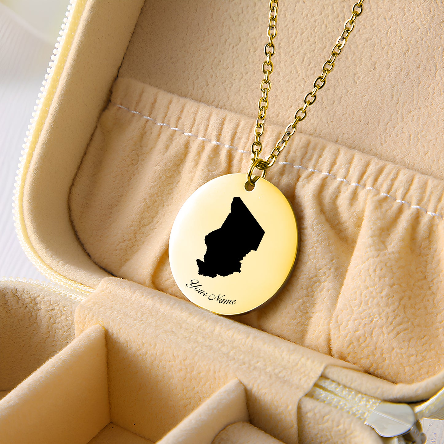 Chad Country Map Necklace - Personalizable Jewelry