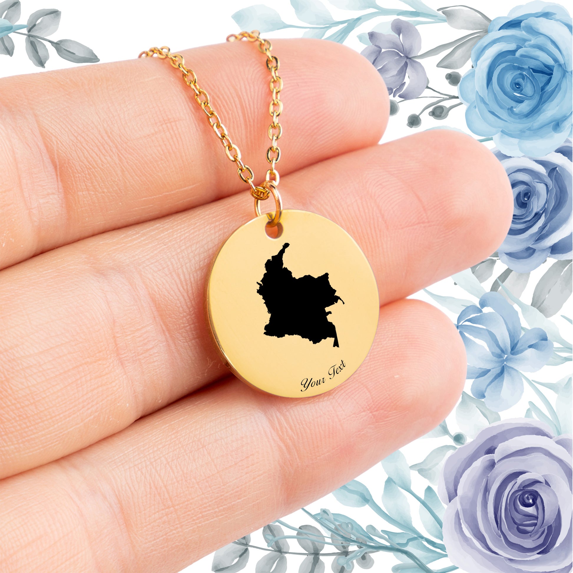 Colombia Country Map Necklace - Personalizable Jewelry