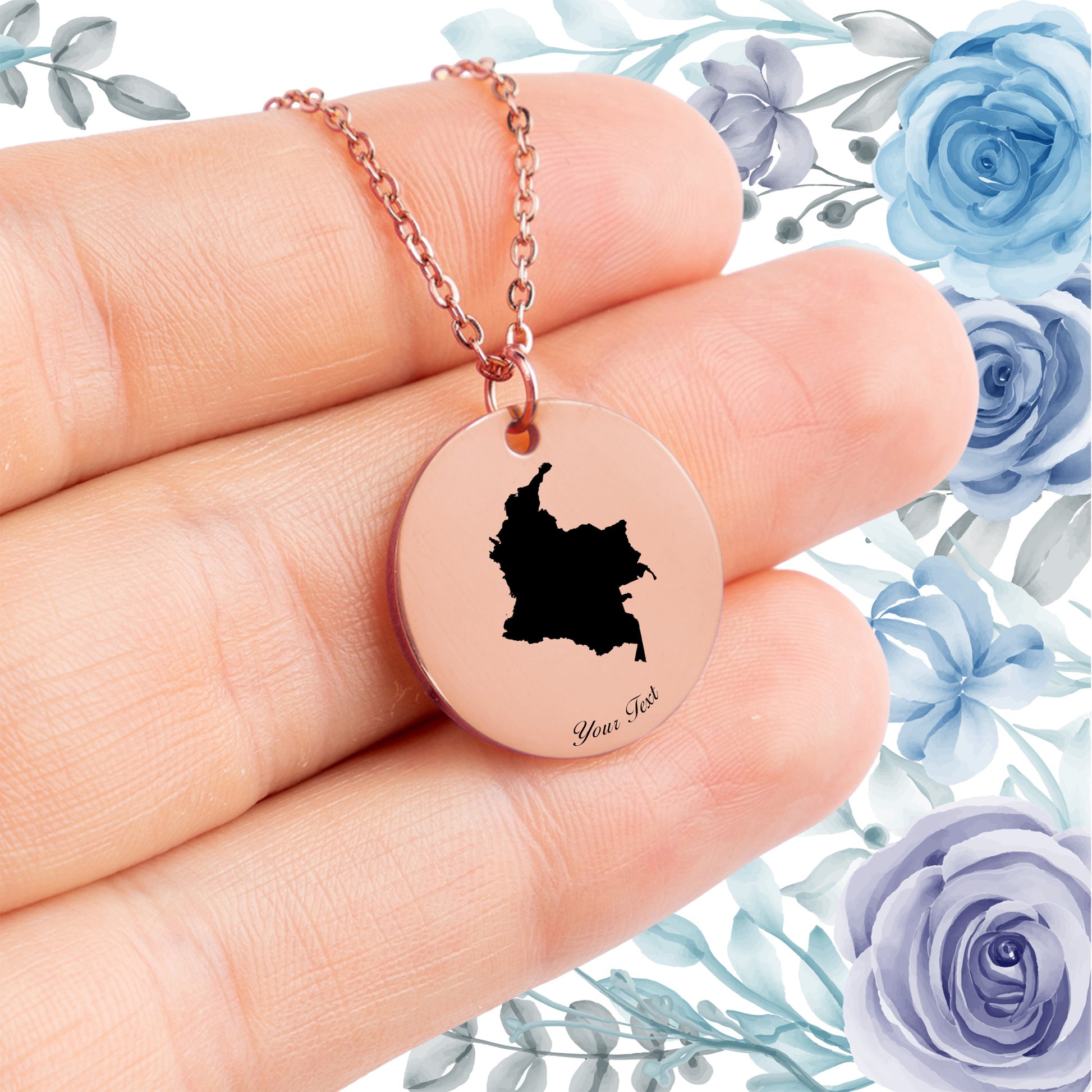 Colombia Country Map Necklace - Personalizable Jewelry