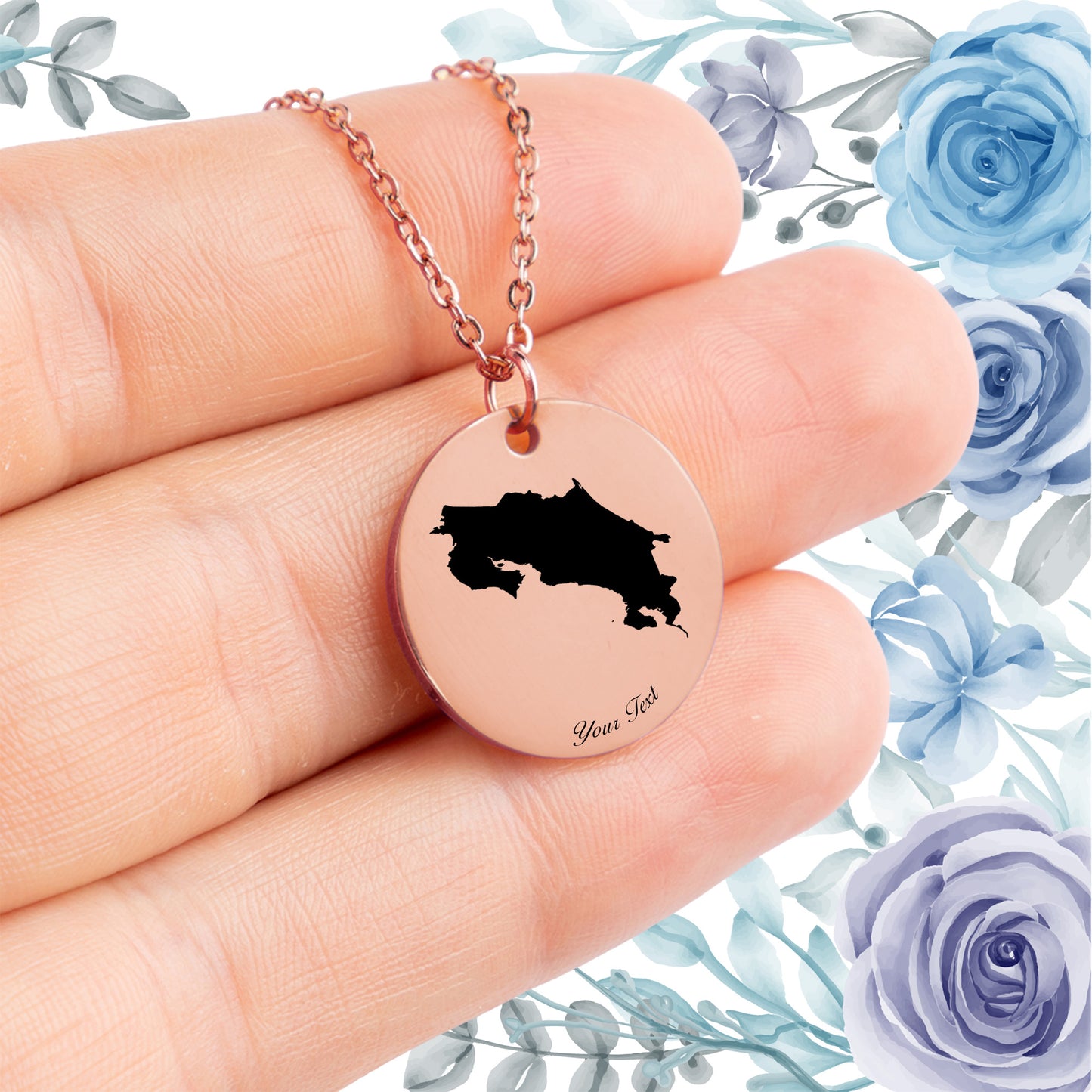 Costa Rica Country Map Necklace - Personalizable Jewelry