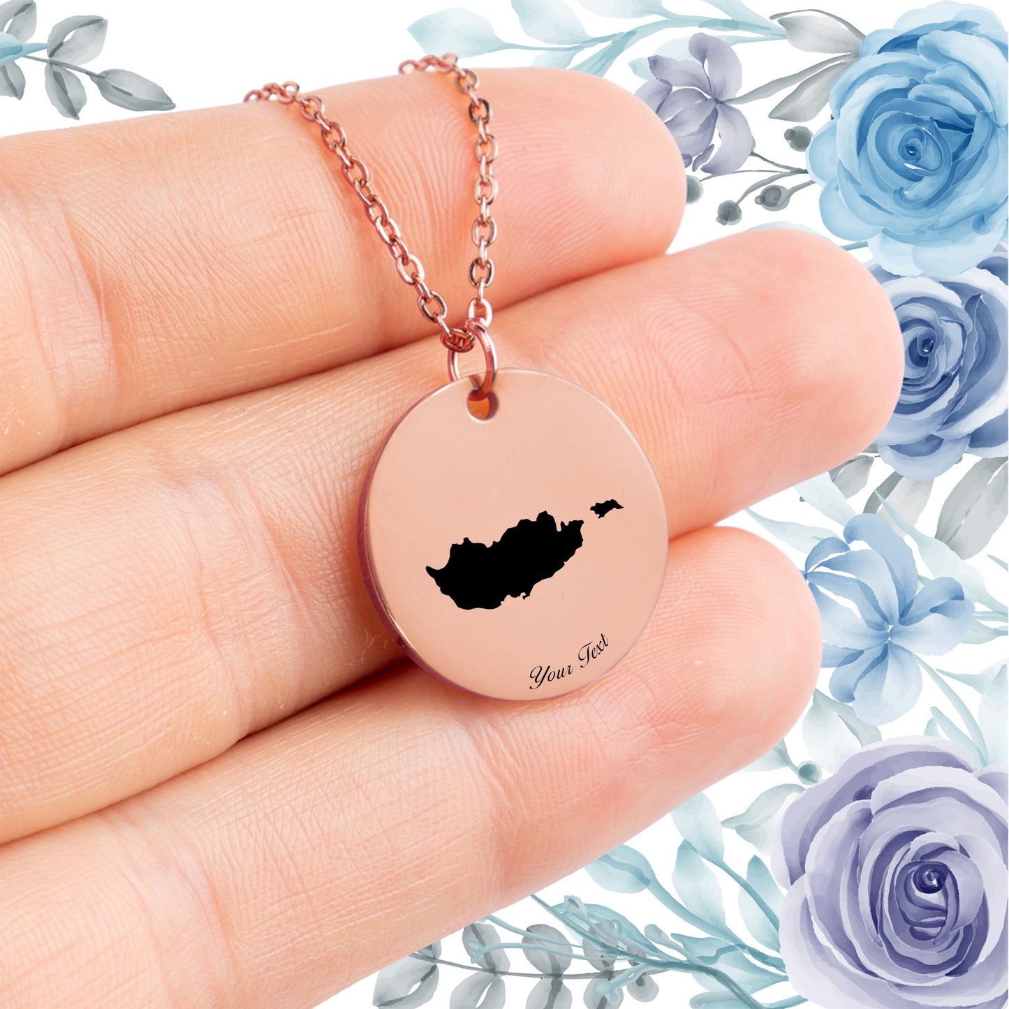 Cyprus Country Map Necklace - Personalizable Jewelry