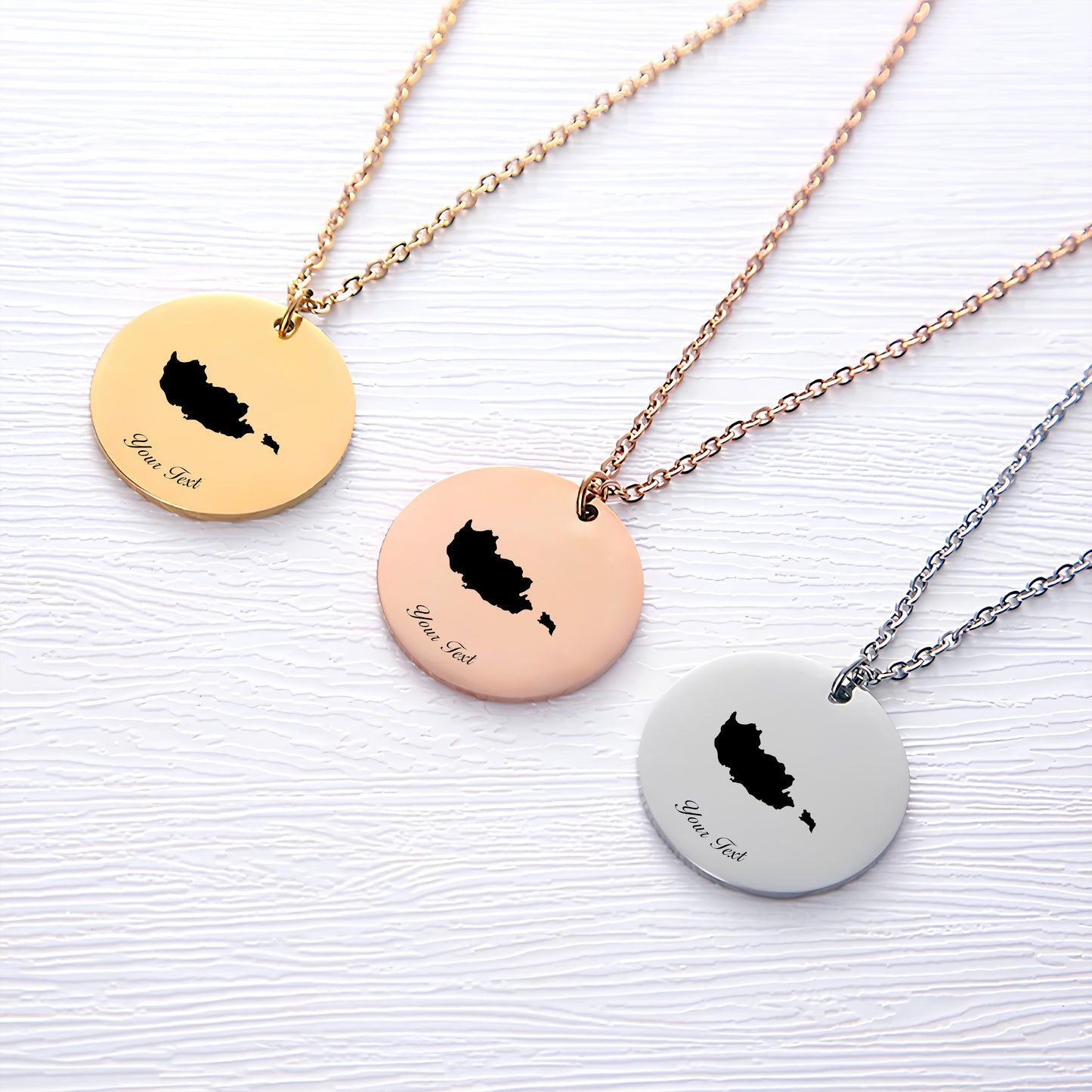 Cyprus Country Map Necklace - Personalizable Jewelry