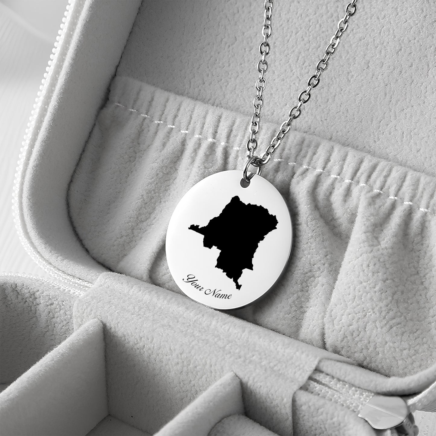 Congo DR Lined Country Map Necklace - Personalizable Jewelry