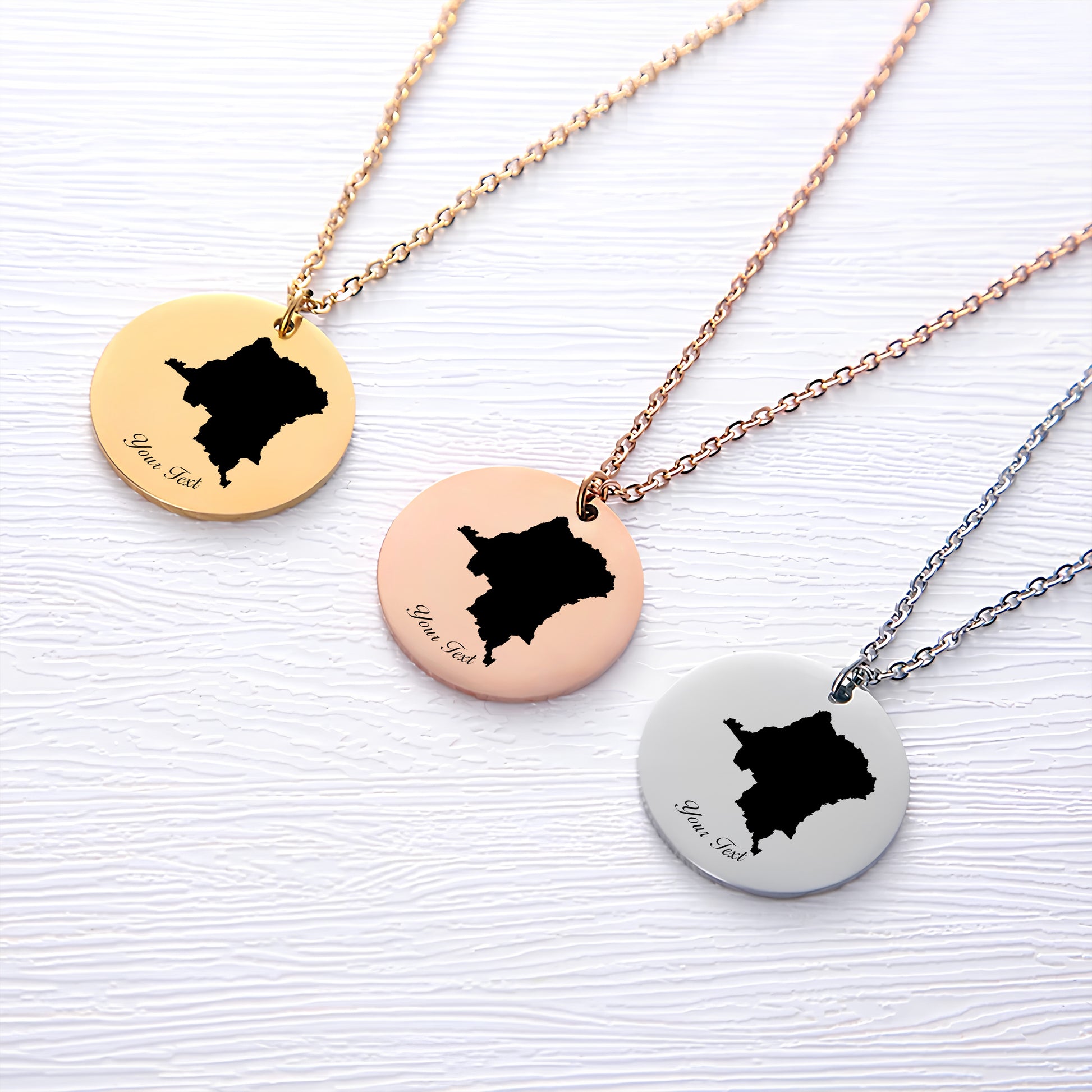 Congo DR Lined Country Map Necklace - Personalizable Jewelry