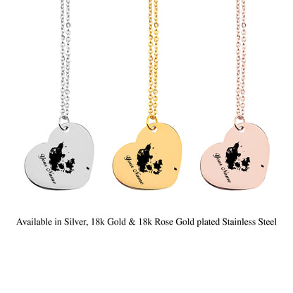 Denmark Country Map Necklace - Personalizable Jewelry