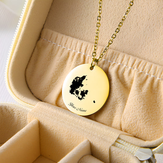 Denmark Country Map Necklace - Personalizable Jewelry