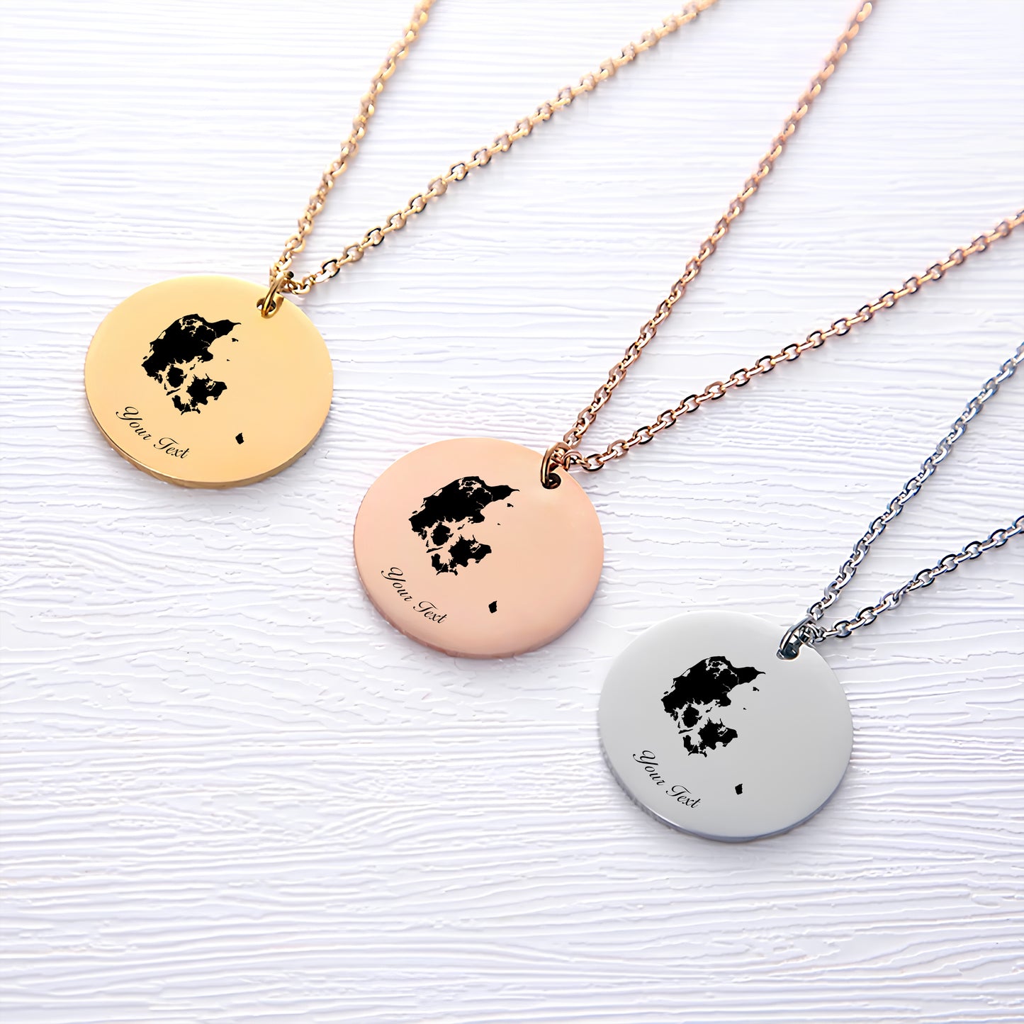 Denmark Country Map Necklace - Personalizable Jewelry