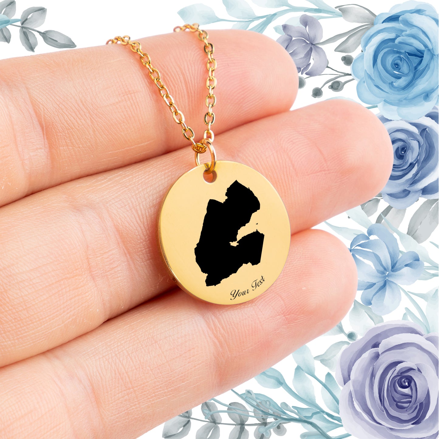 Dijibouti Country Map Necklace - Personalizable Jewelry