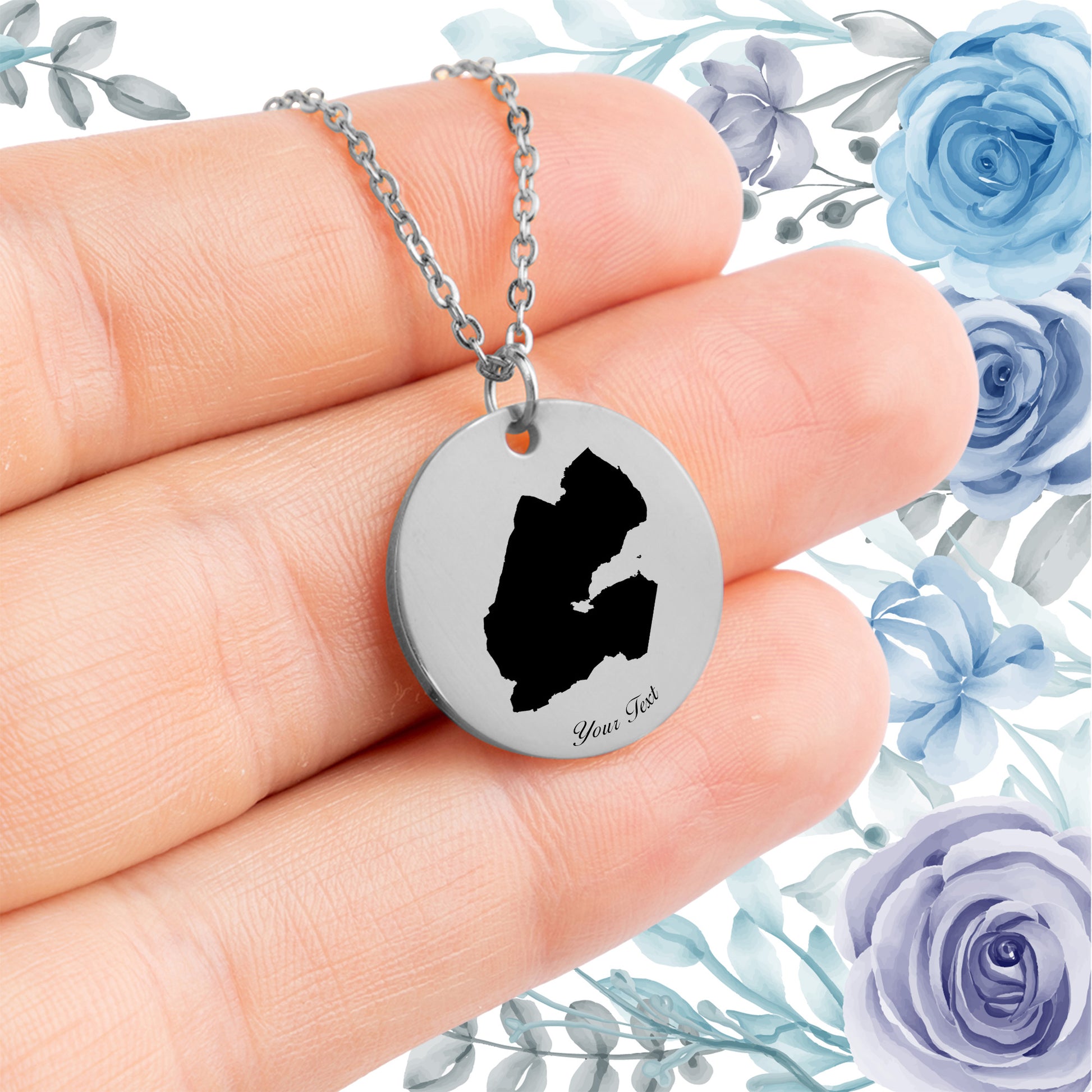 Dijibouti Country Map Necklace - Personalizable Jewelry