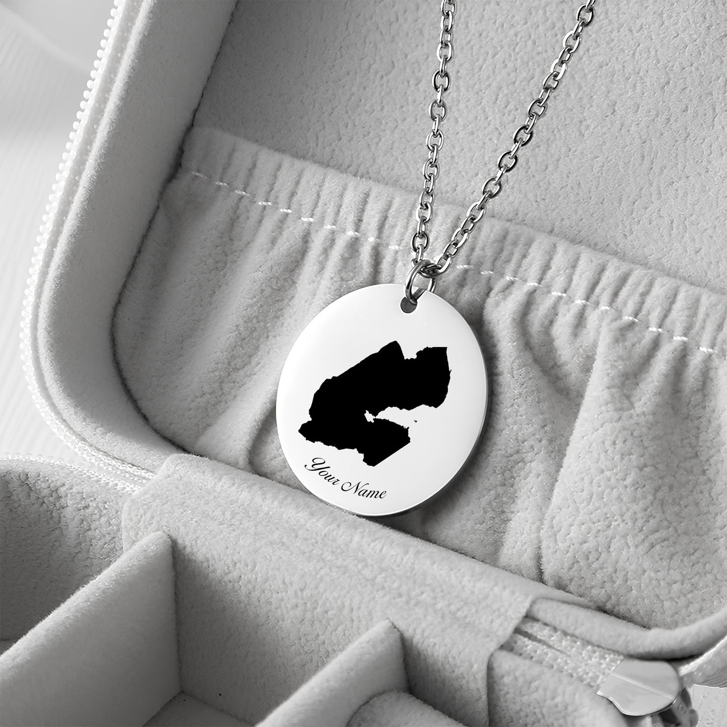 Dijibouti Country Map Necklace - Personalizable Jewelry