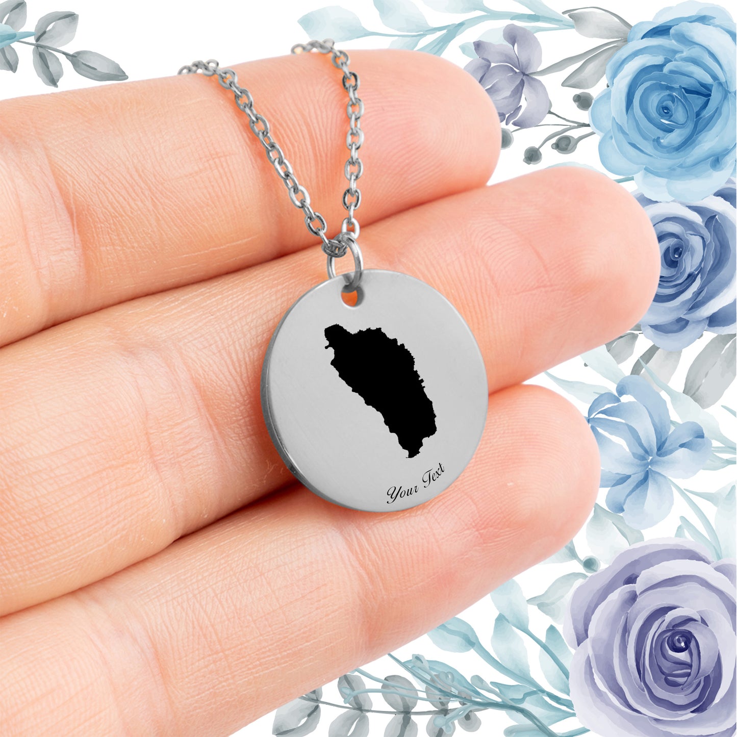 Dominica Country Map Necklace - Personalizable Jewelry