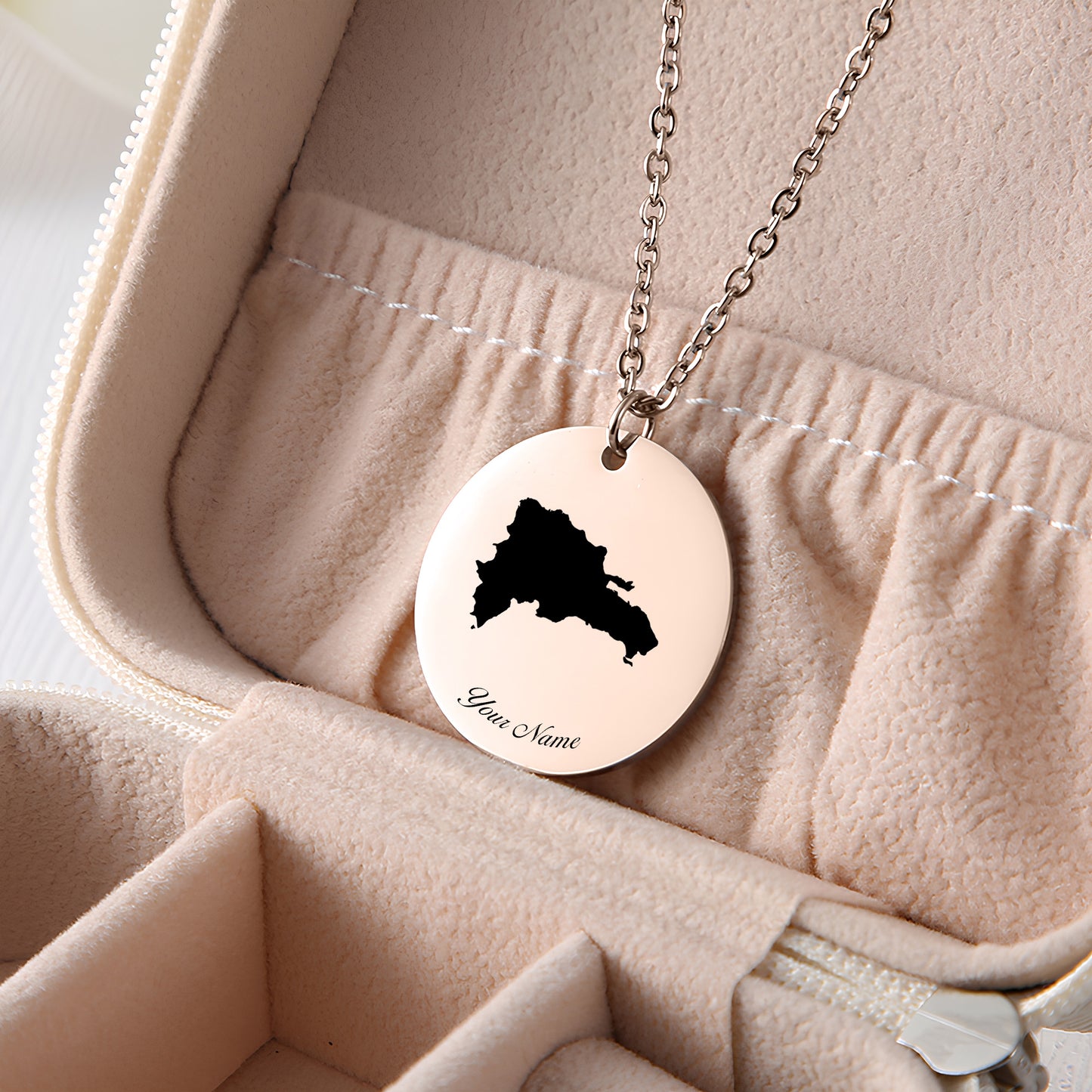 Dominica Republic Country Map Necklace - Personalizable Jewelry