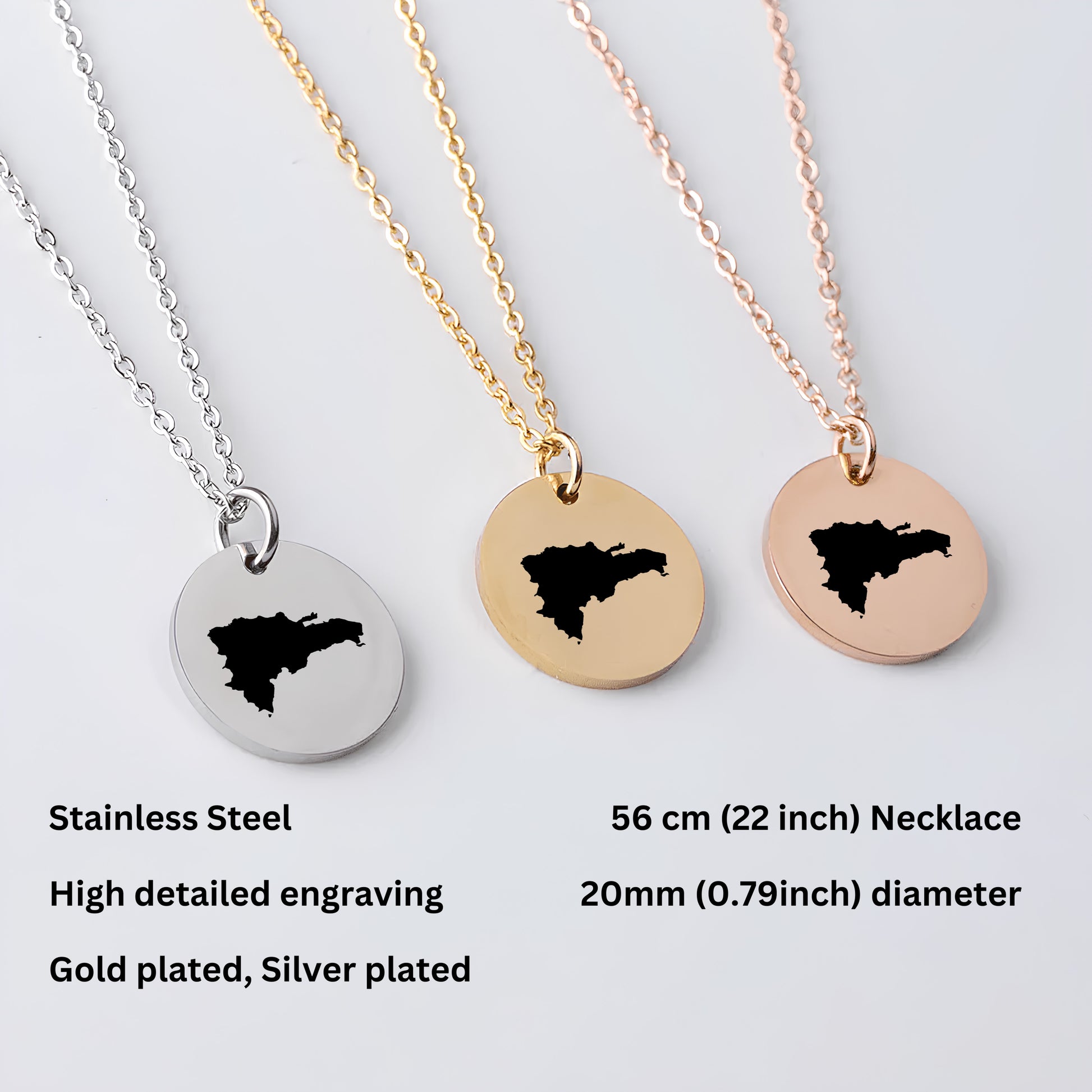 Dominica Republic Country Map Necklace - Personalizable Jewelry