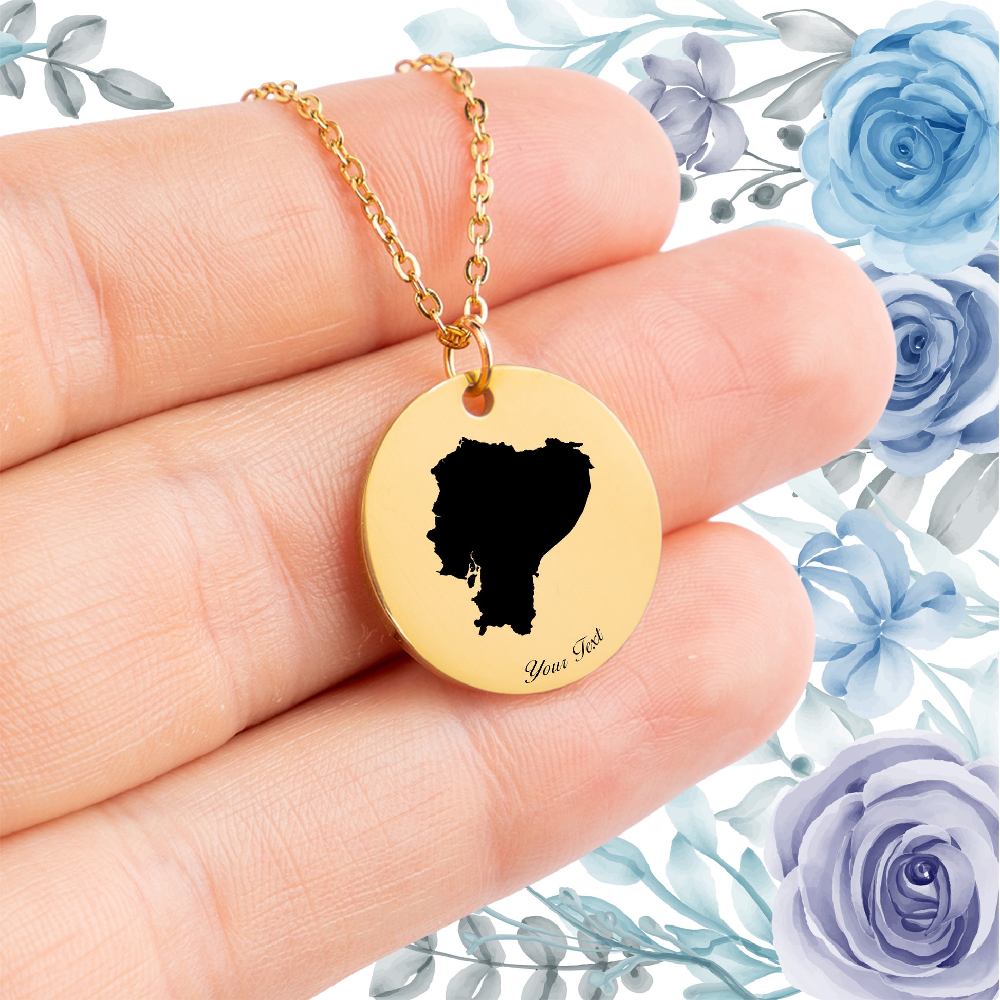 Ecuador Country Map Necklace - Personalizable Jewelry