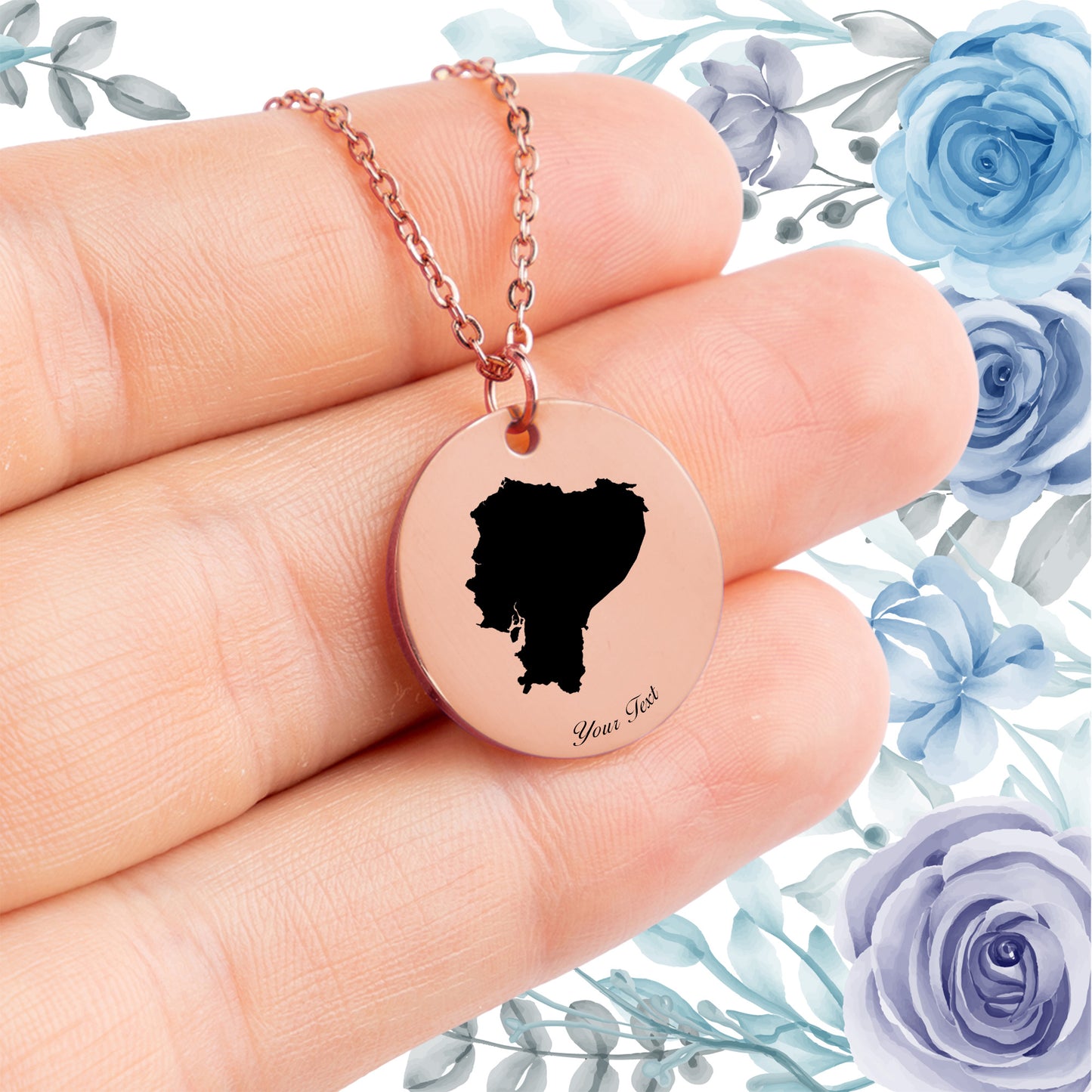 Ecuador Country Map Necklace - Personalizable Jewelry