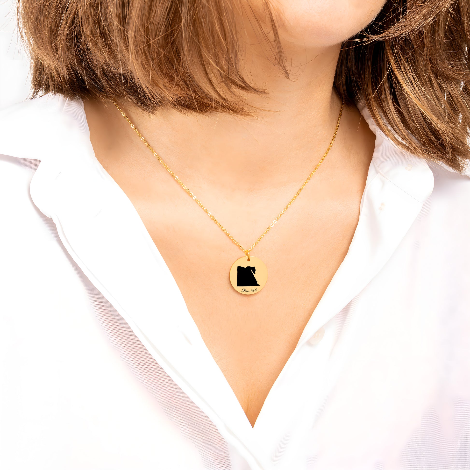 Egypt Country Map Necklace - Personalizable Jewelry