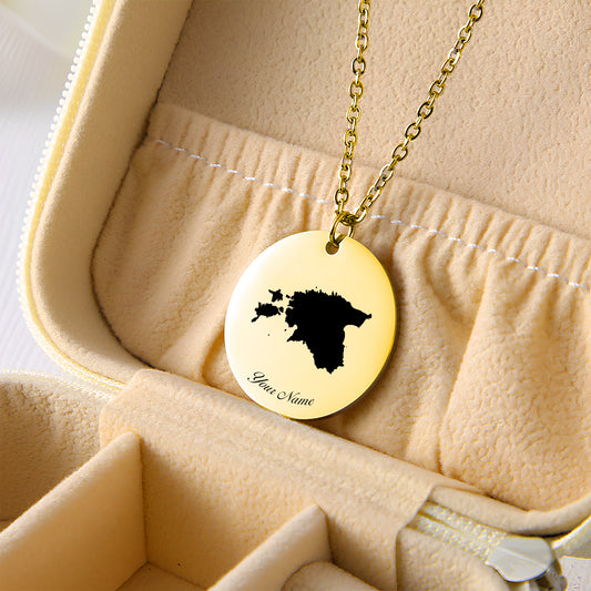 Estonia Country Map Necklace - Personalizable Jewelry