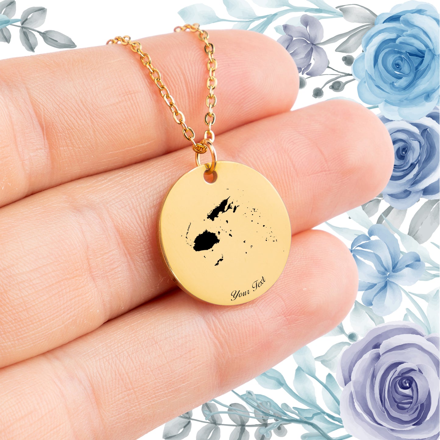 Fiji Country Map Necklace - Personalizable Jewelry