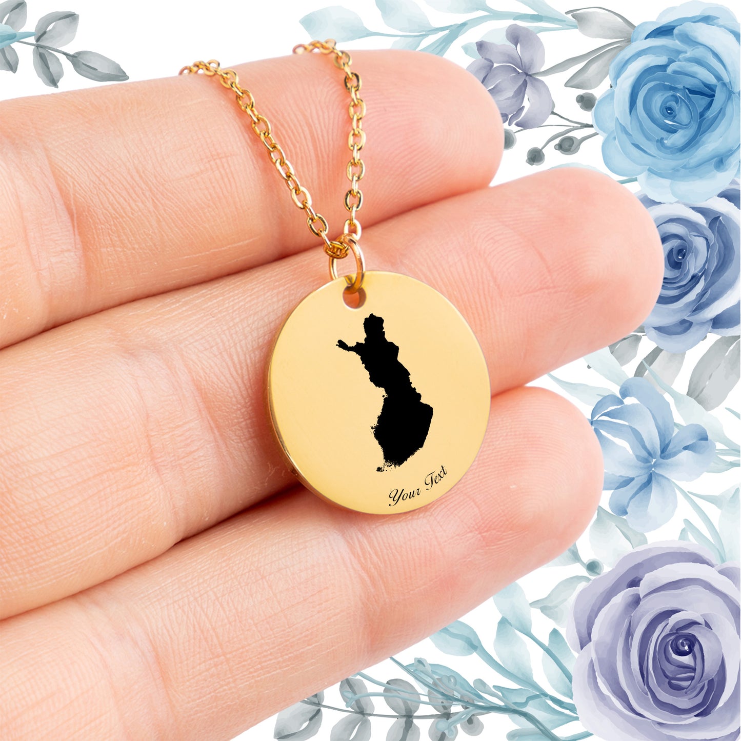 Finland Country Map Necklace - Personalizable Jewelry