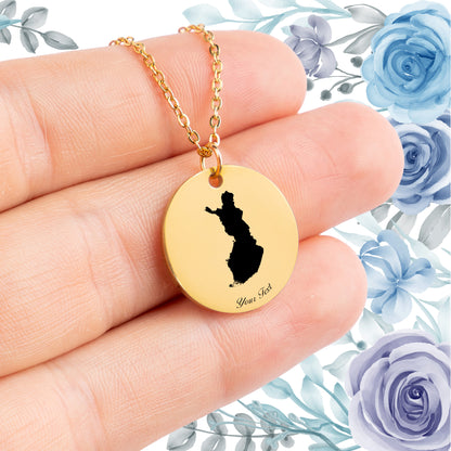 Finland Country Map Necklace - Personalizable Jewelry