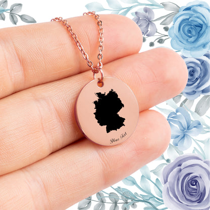 Germany Country Map Necklace - Personalizable Jewelry