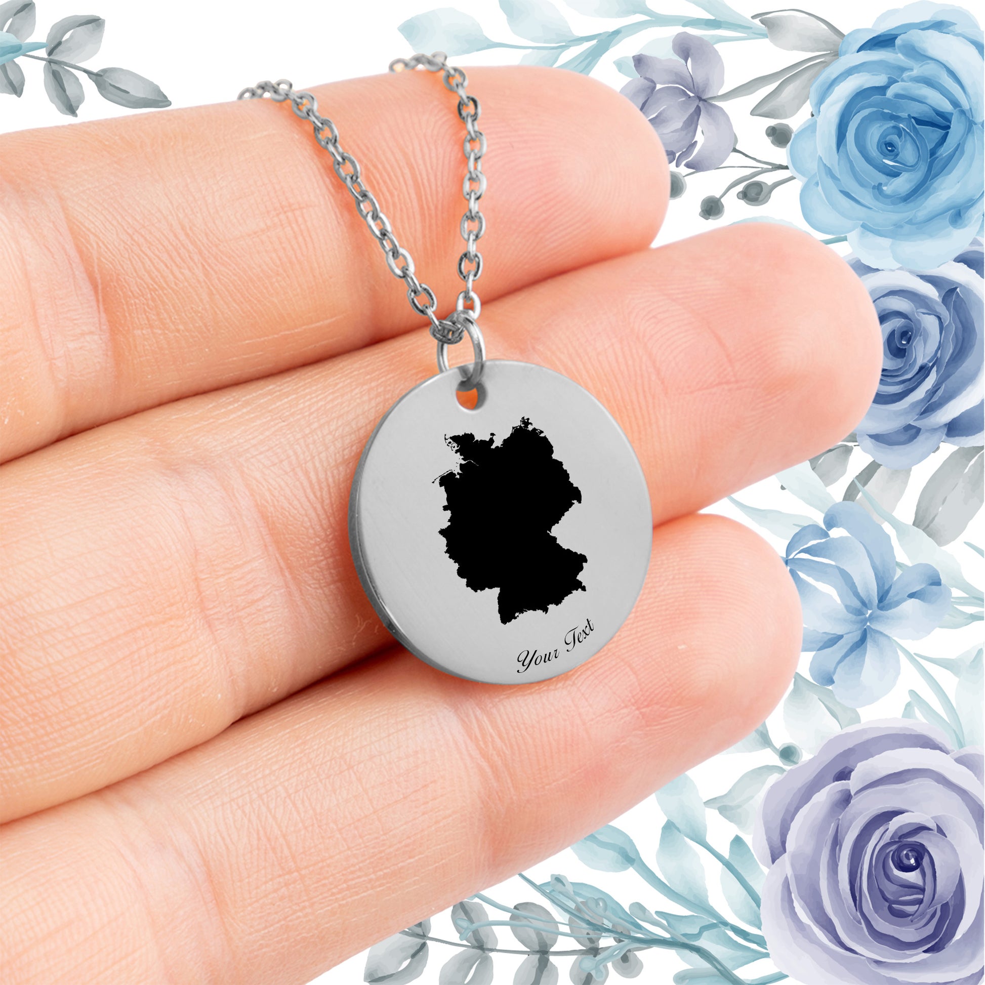 Germany Country Map Necklace - Personalizable Jewelry