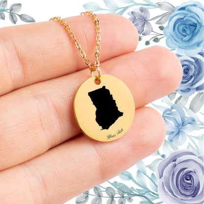 Ghana Country Map Necklace - Personalizable Jewelry