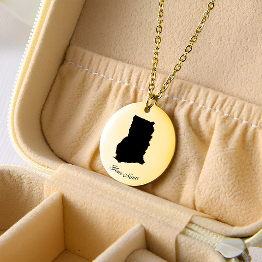 Ghana Country Map Necklace - Personalizable Jewelry