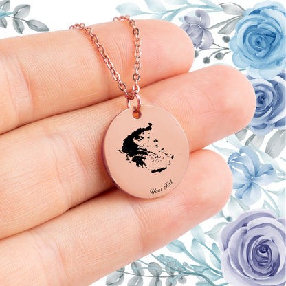 Greece Country Map Necklace - Personalizable Jewelry