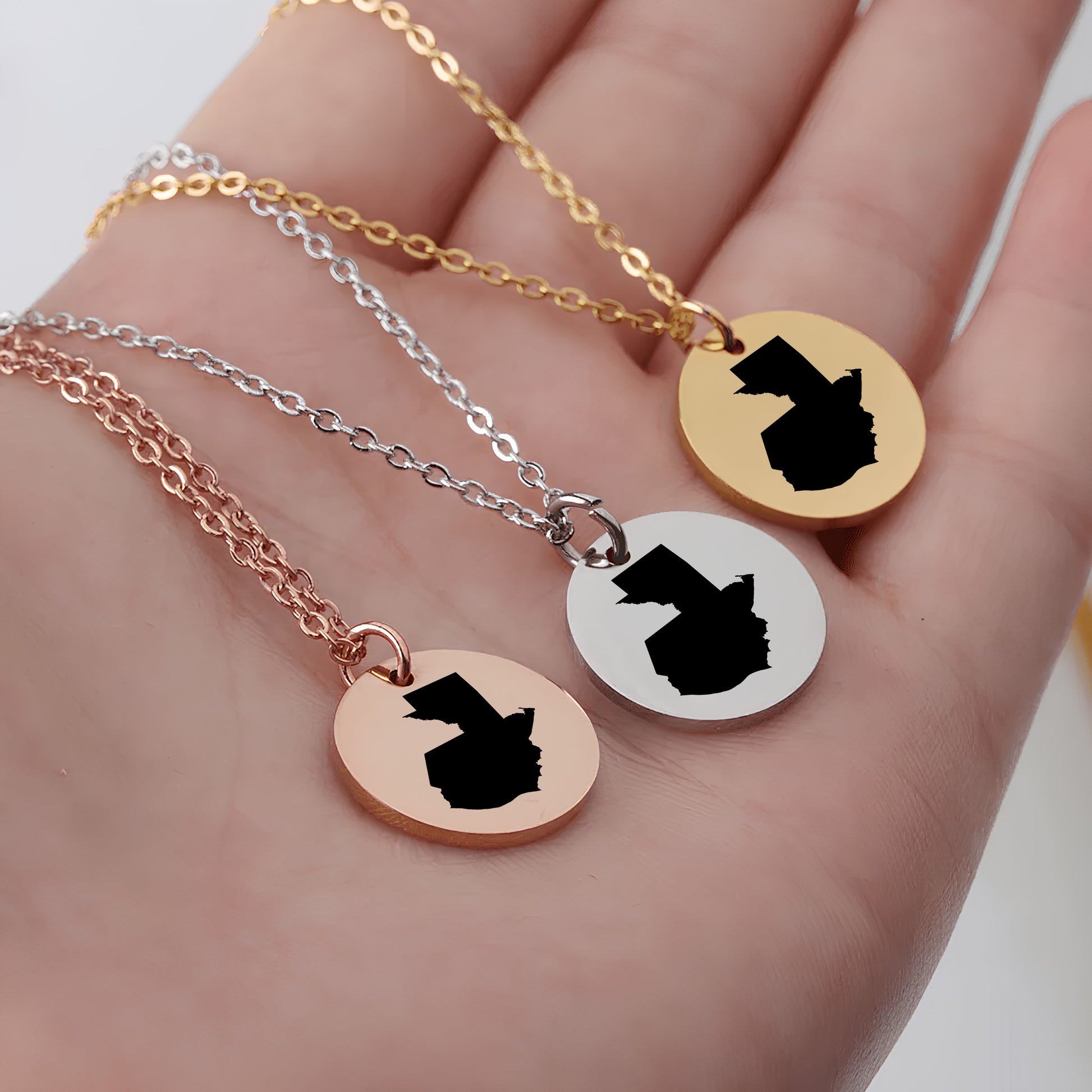 Guatemala Country Map Necklace - Personalizable Jewelry