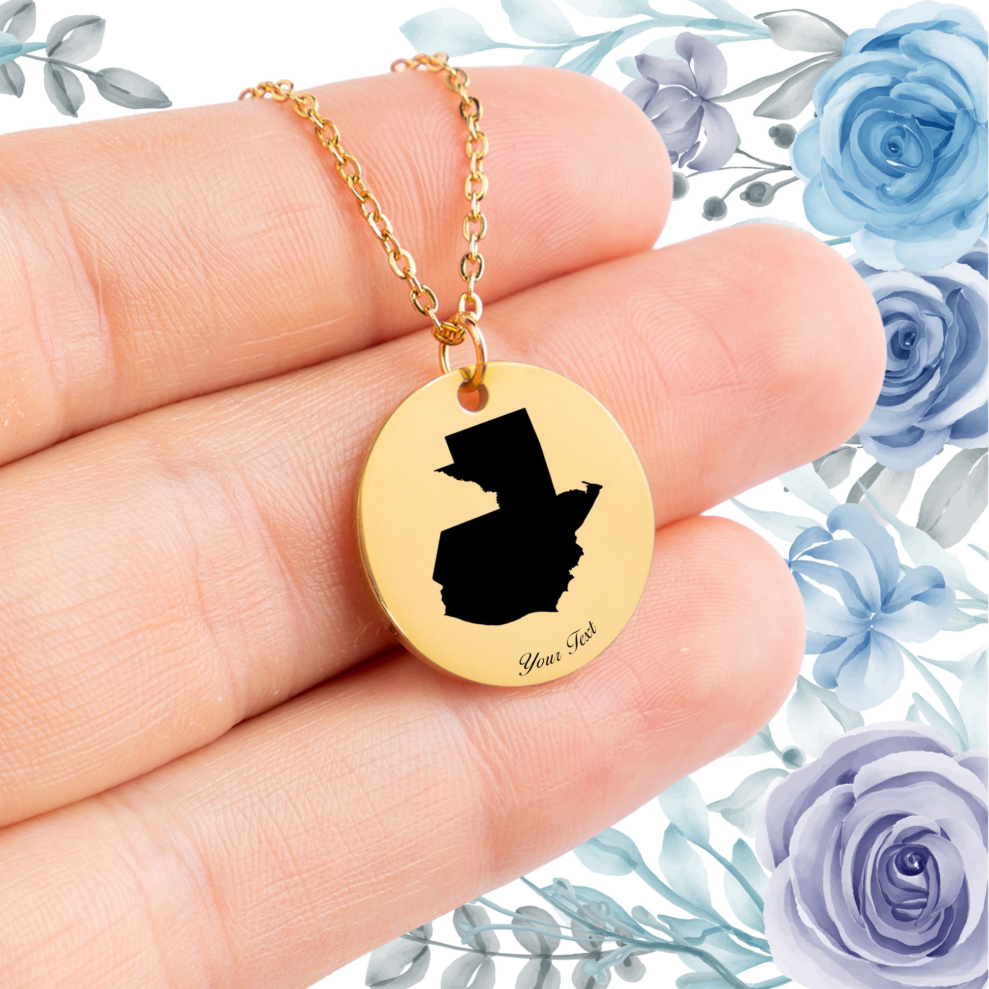 Guatemala Country Map Necklace - Personalizable Jewelry