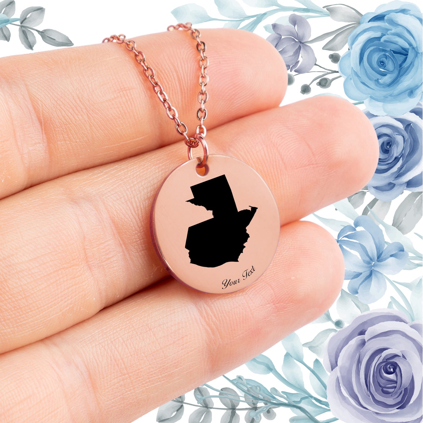 Guatemala Country Map Necklace - Personalizable Jewelry