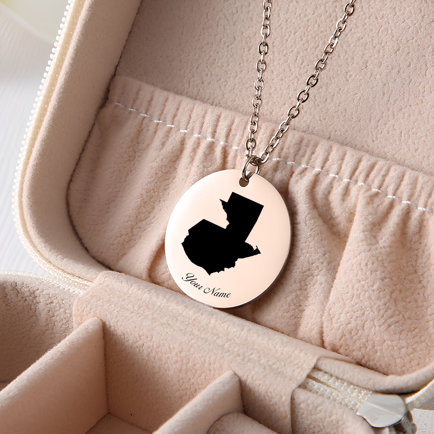 Guatemala Country Map Necklace - Personalizable Jewelry