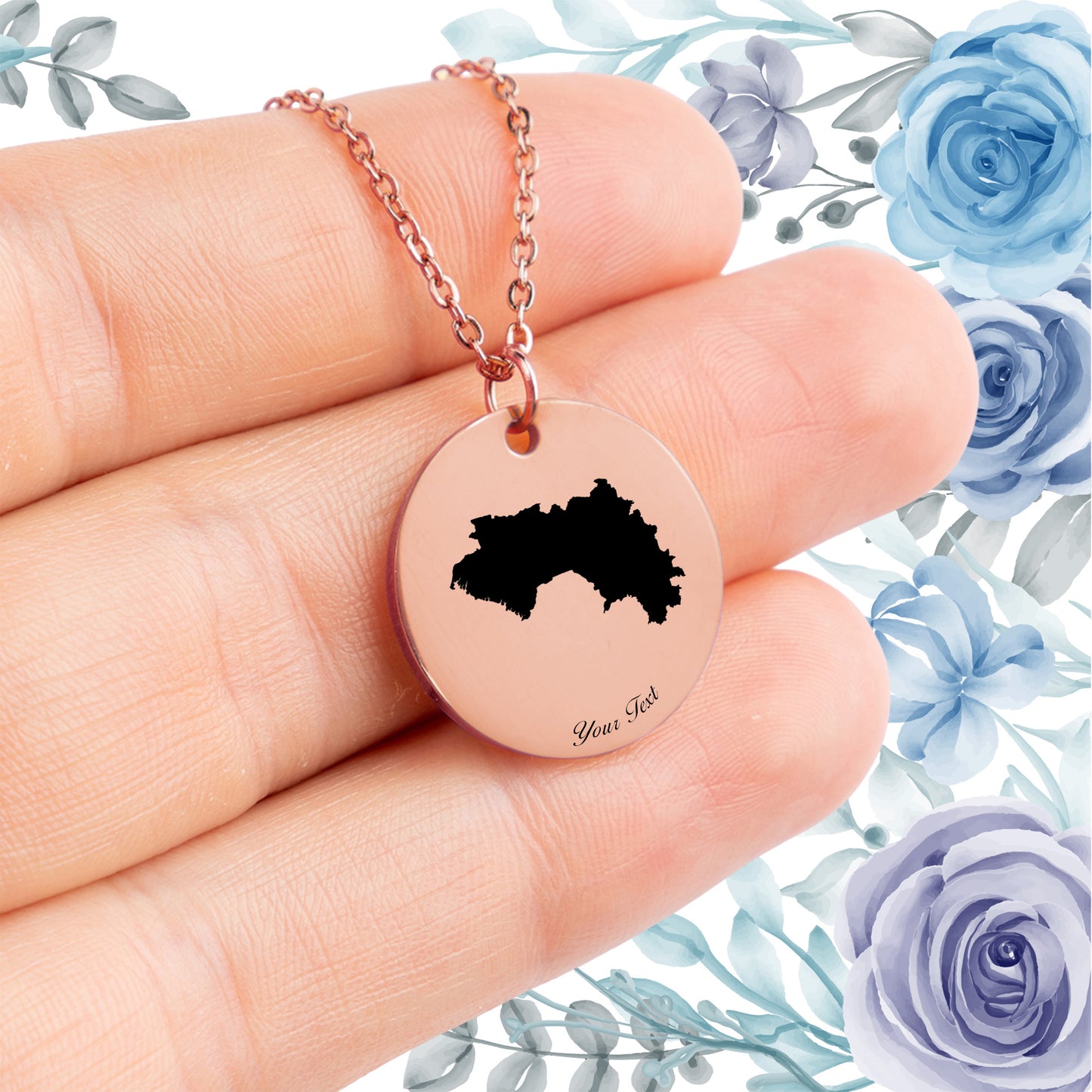 Guinea Country Map Necklace - Personalizable Jewelry