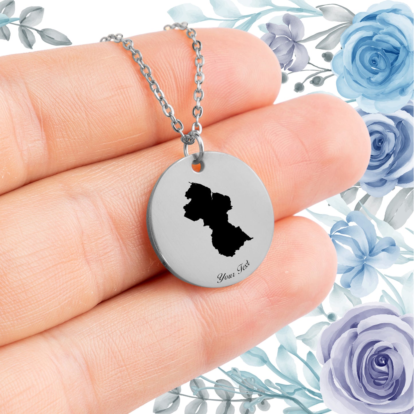 Guyana Country Map Necklace - Personalizable Jewelry