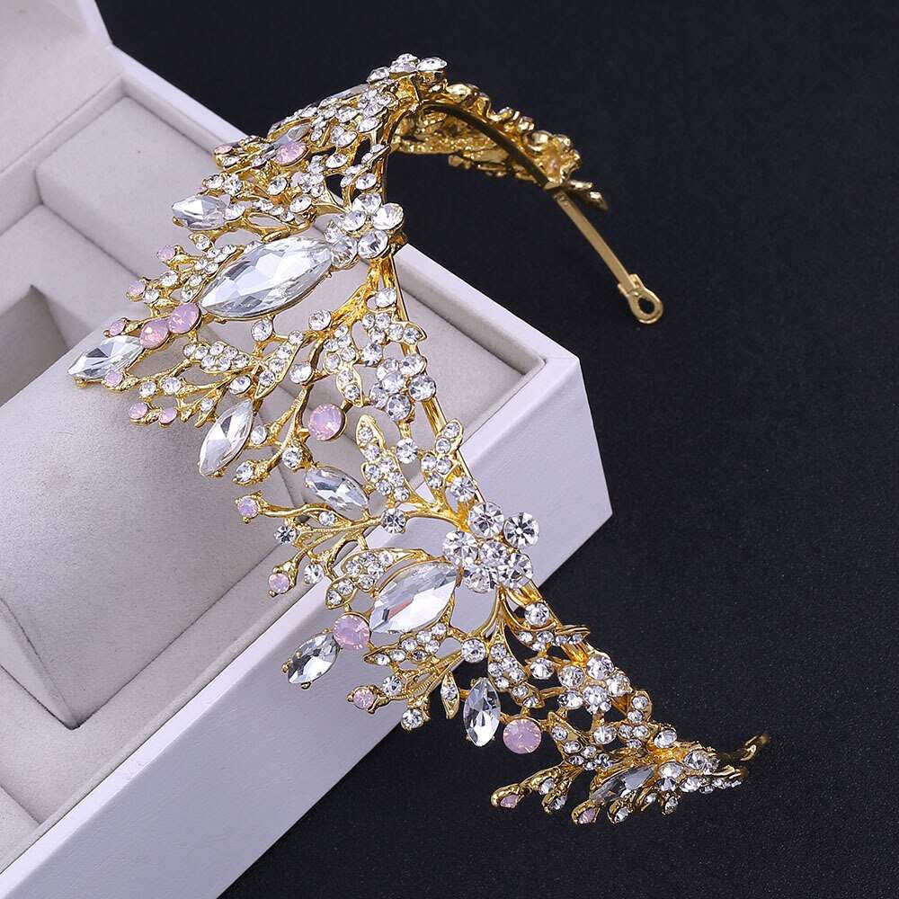 Baroque Crystal Crown Headbands for Princess Tiaras Rhinestone Diadem Party Pageant Bridal