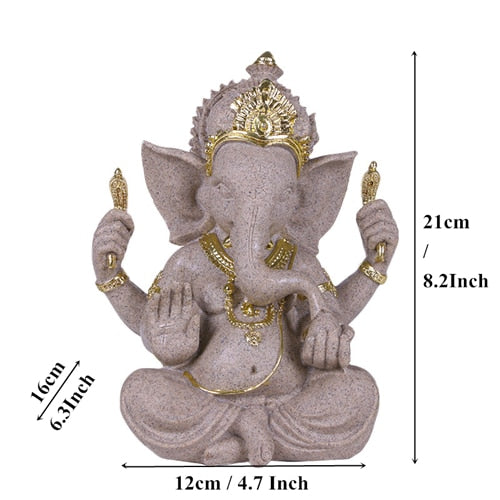 Vilead Sandstone Indian Ganesha Elephant God Statue Religious Hindu Fengshui Buddha Sculpture Shop Office Home Decoration Crafts