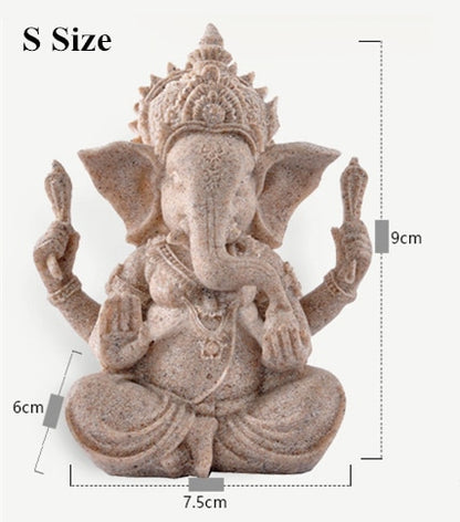 Vilead Sandstone Indian Ganesha Elephant God Statue Religious Hindu Fengshui Buddha Sculpture Shop Office Home Decoration Crafts