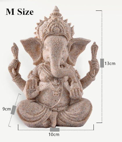 Vilead Sandstone Indian Ganesha Elephant God Statue Religious Hindu Fengshui Buddha Sculpture Shop Office Home Decoration Crafts