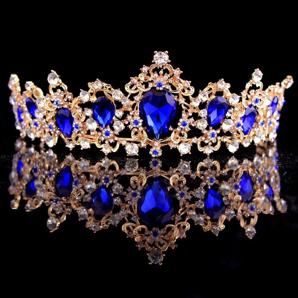 Baroque Green Crystal Bridal Tiaras Crown Vintage Gold Color Wedding Rhinestone Diadem Pageant Crown shehzadizevar