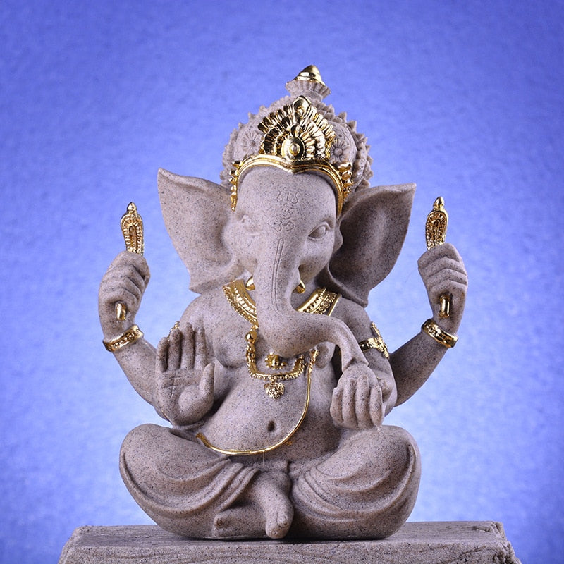 Vilead Sandstone Indian Ganesha Elephant God Statue Religious Hindu Fengshui Buddha Sculpture Shop Office Home Decoration Crafts