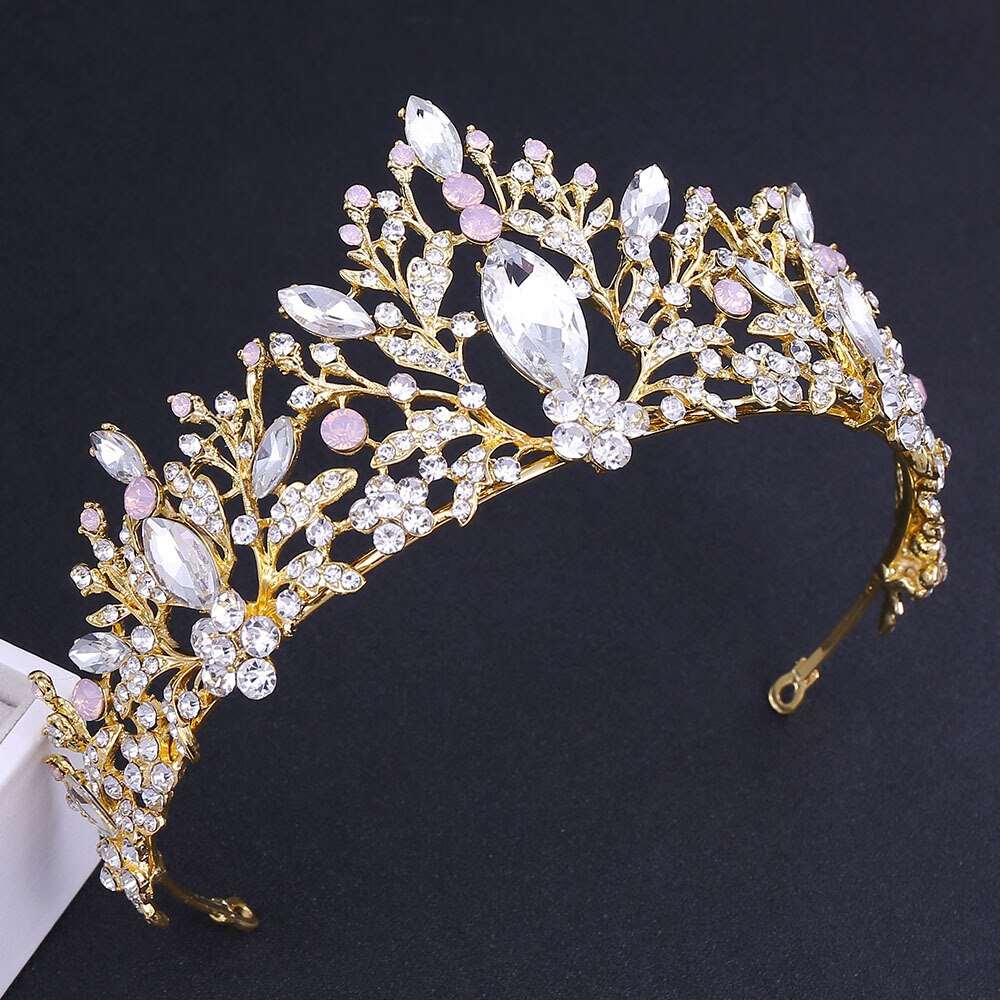 Baroque Crystal Crown Headbands for Princess Tiaras Rhinestone Diadem Party Pageant Bridal