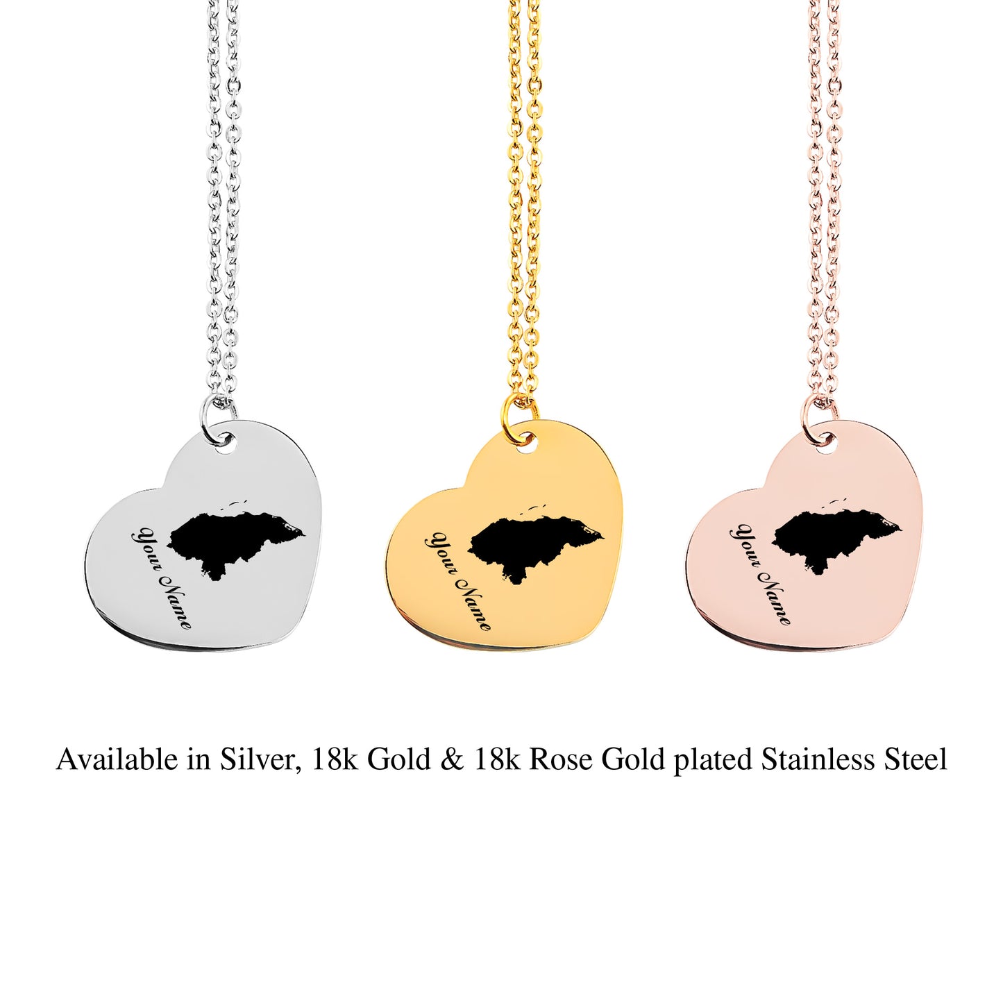 Honduras Country Map Necklace - Personalizable Jewelry