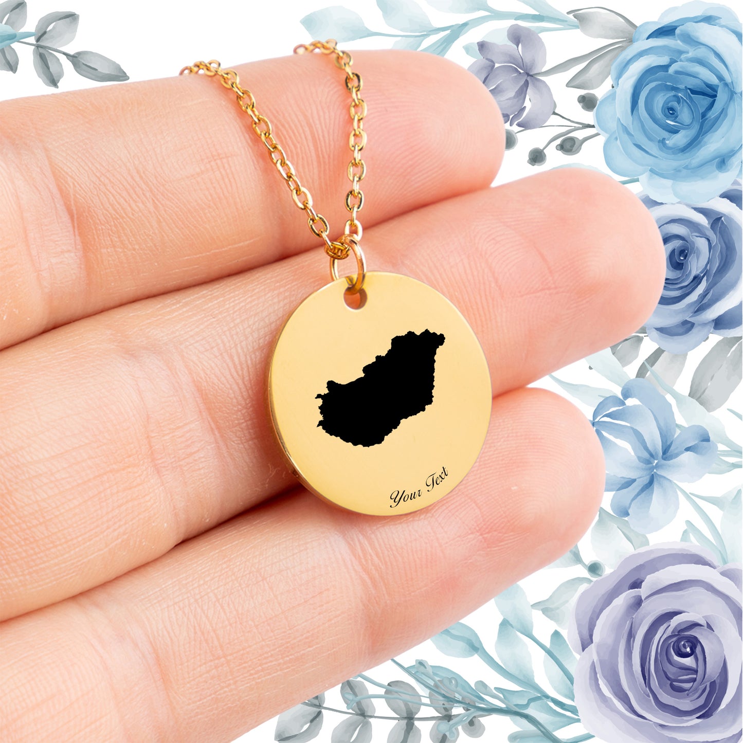 Hungary Country Map Necklace - Personalizable Jewelry