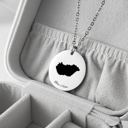 Hungary Country Map Necklace - Personalizable Jewelry