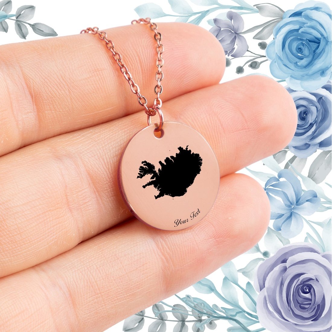 Iceland Country Map Necklace - Personalizable Jewelry