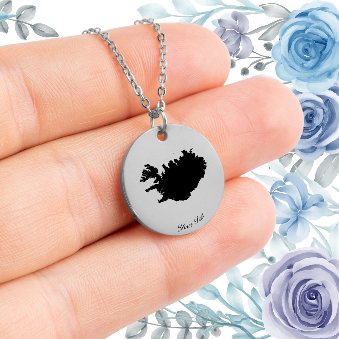 Iceland Country Map Necklace - Personalizable Jewelry